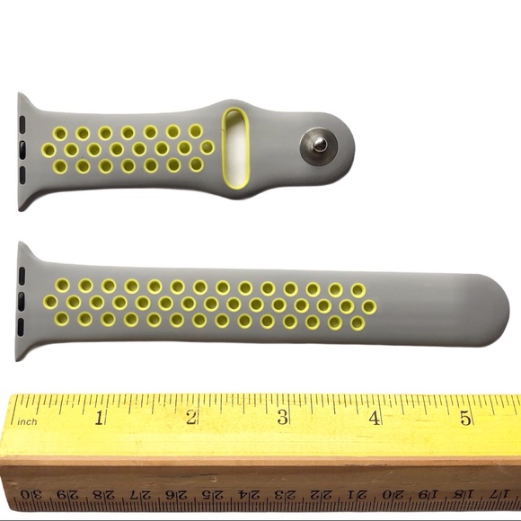 5/$20 NEW Gray Yellow Silicone Sport Band Apple Watch 44/45/49 mm M/L Silver - Picture 3 of 8